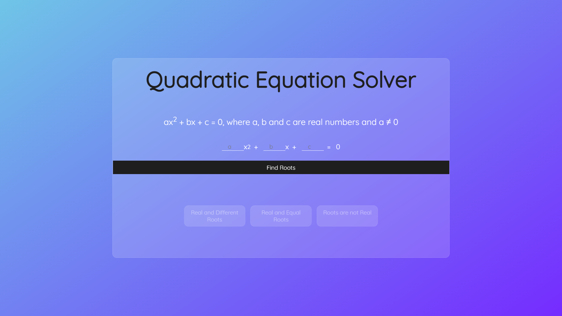 quadratic formula calculator