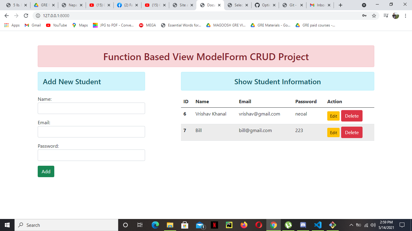 GitHub - Vrishavk/CRUD-using-django: Functional Based View ModelForm ...