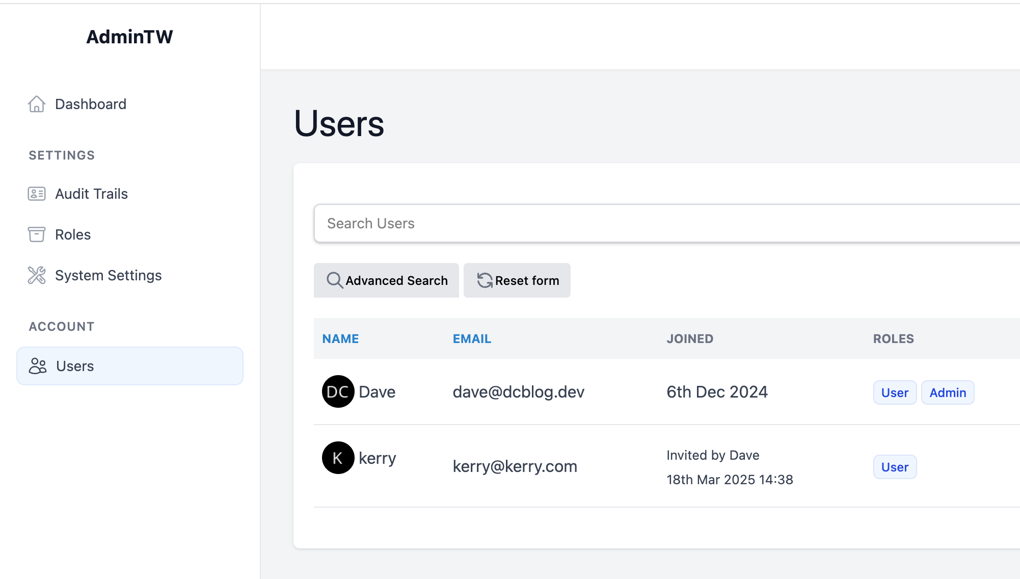 dcblogdev/laravel-admintw
