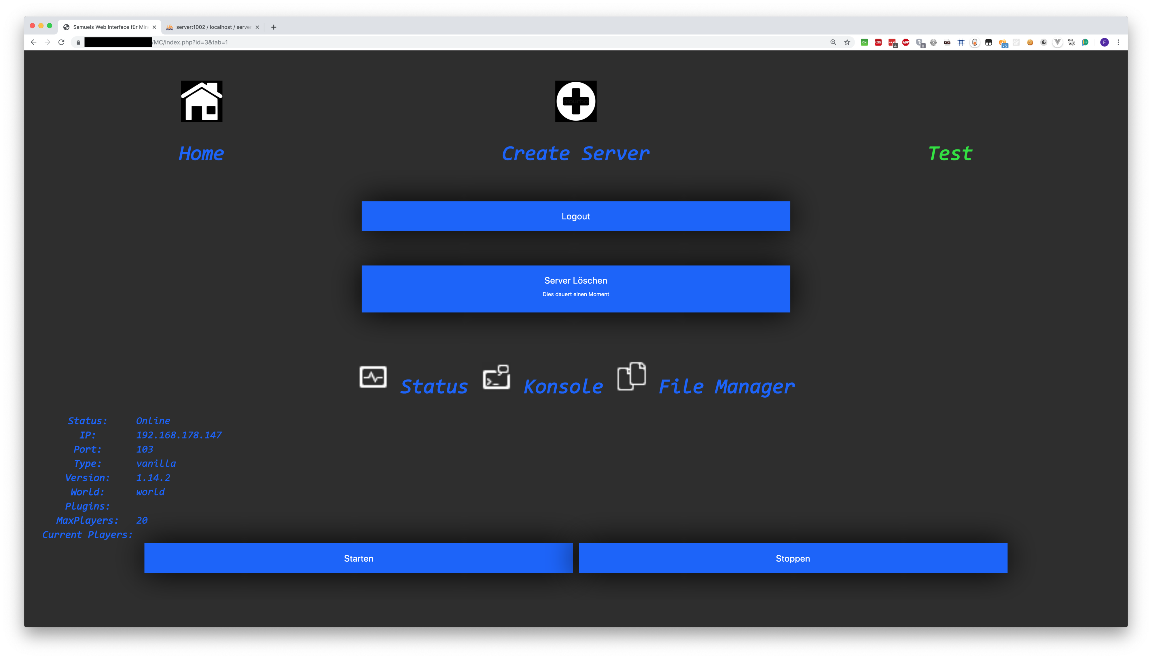 minecraft-server-admin-panel preview