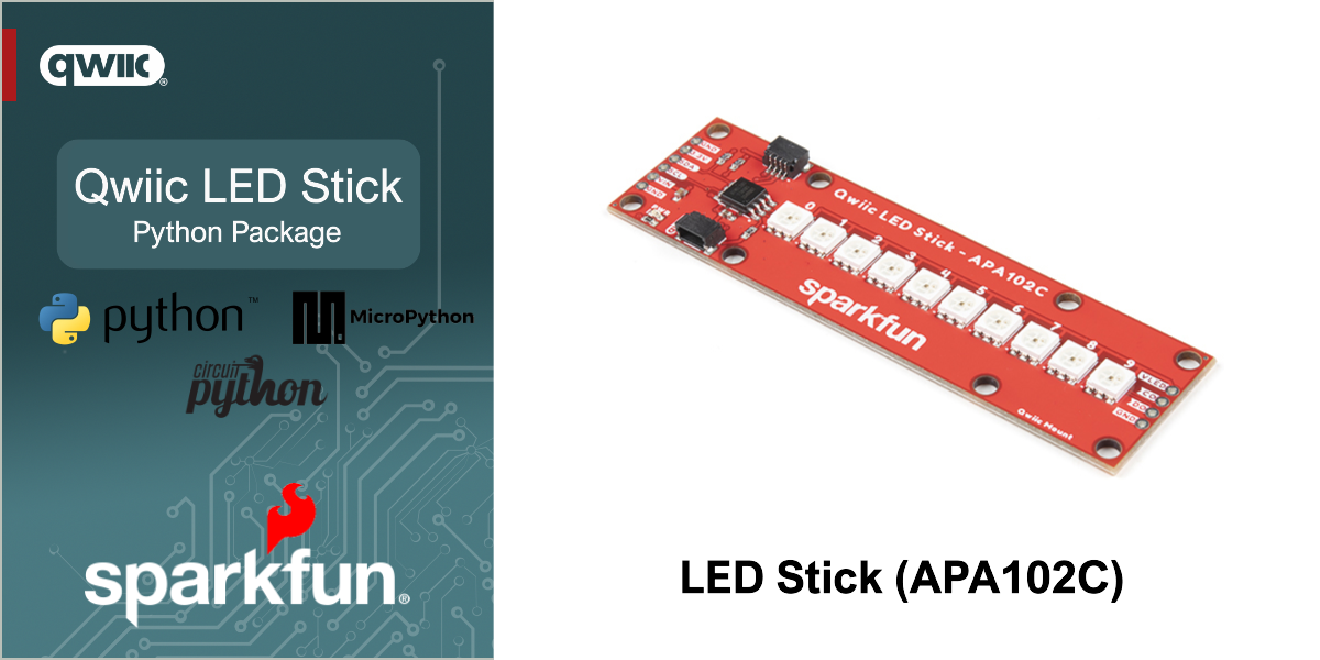 Bâton LED SparkFun Qwiic APA102C - 10 LED Adressables, Communication I2C, Adresse Réglable - Pour Projets Arduino, Raspberry Pi