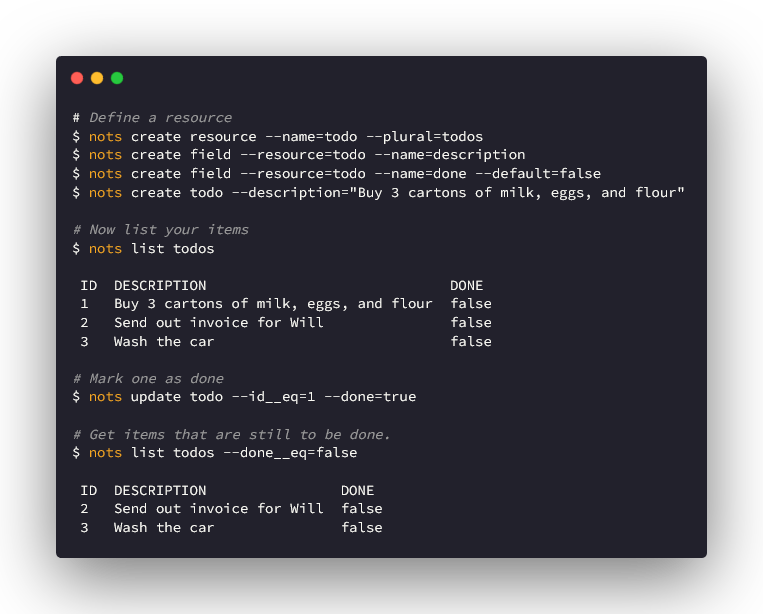 GitHub - briandeheus/nots: An ORM for your shell