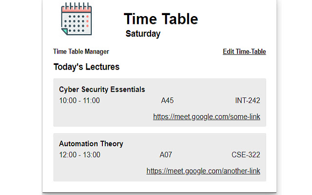 GitHub - pratikktiwari/Time-Table-Manager: View and manage time table ...