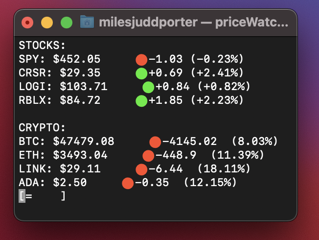 GitHub - MilesJuddPorter/priceWatcher: Stock and Crypto Price Tracker ...