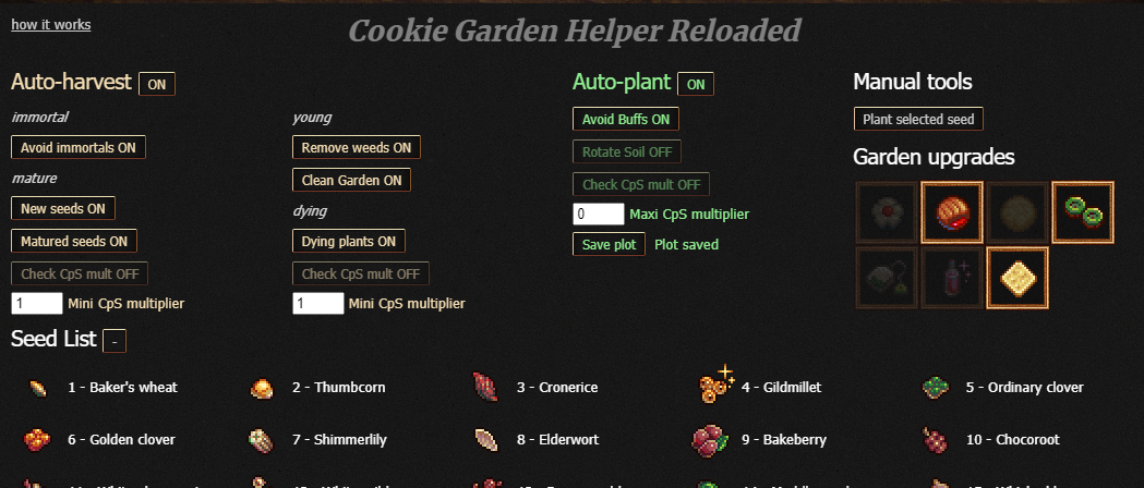 GitHub - Acharvak/Cookie-Clicker-Agronomicon: A mod for Cookie Clicker to  help with the Gardening minigame