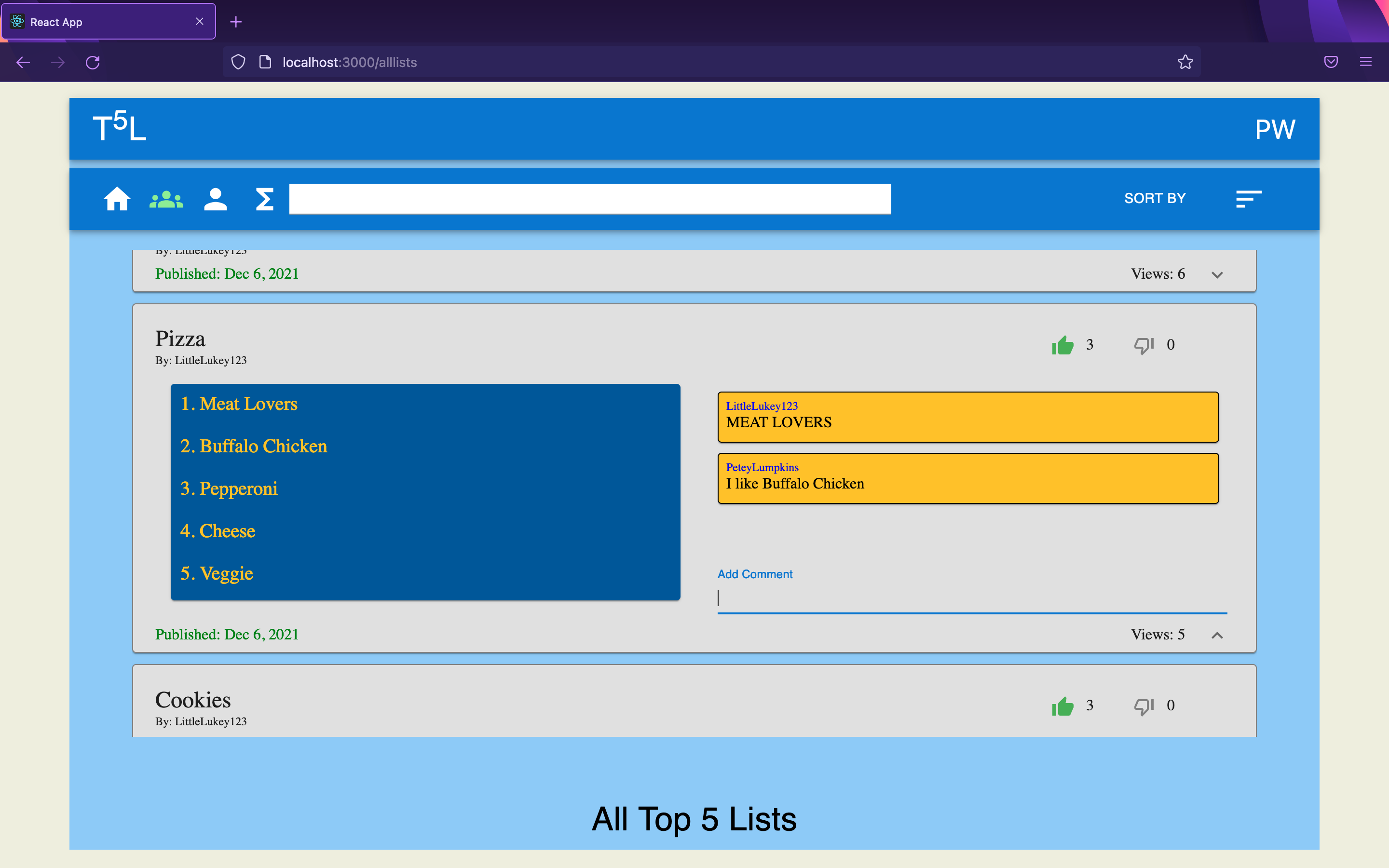 GitHub - PeteyLumpkins/Top5Lister: My first full-stack web application ...