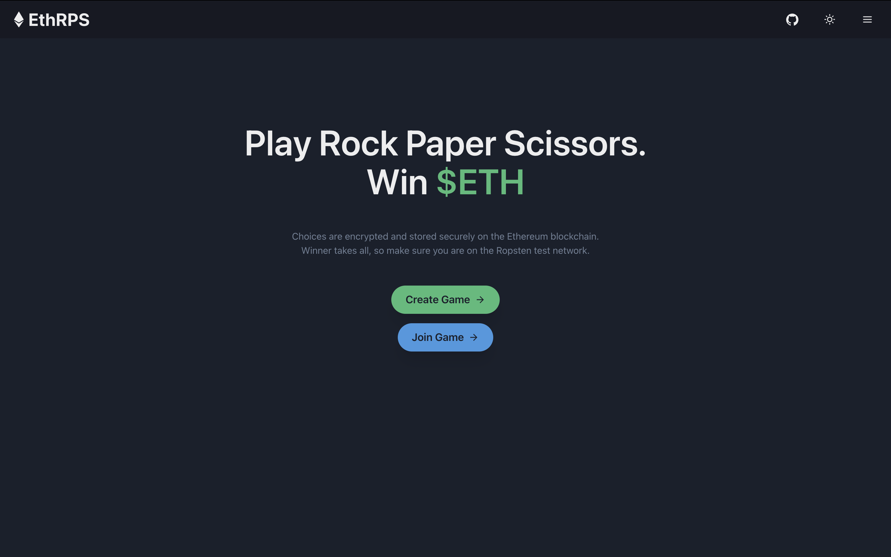 GitHub - freeman-jiang/eth-rps: Decentralized rock paper scissors betting  game on the Ethereum blockchain. Built from scratch in under 1 week.