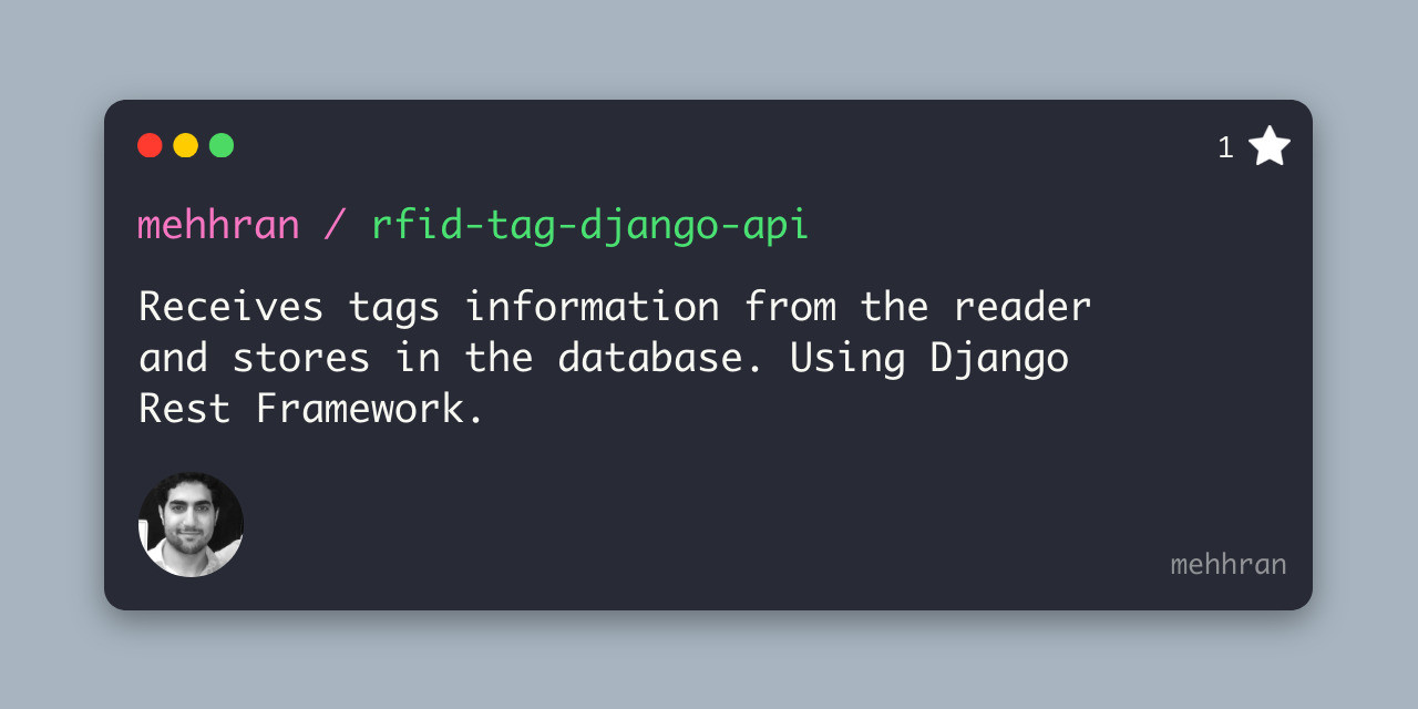 GitHub mehhran/rfidtagdjangoapi Receives tags information from