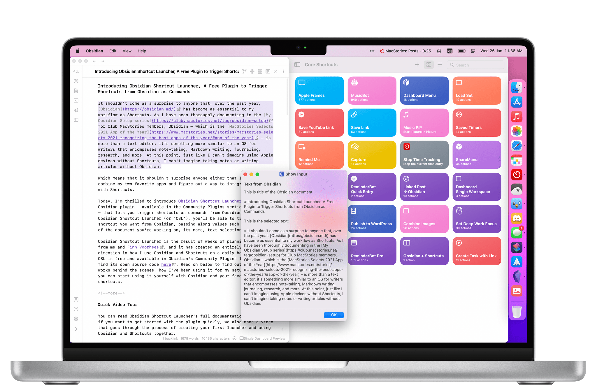 GitHub Macstories obsidian shortcut launcher Trigger Shortcuts In 