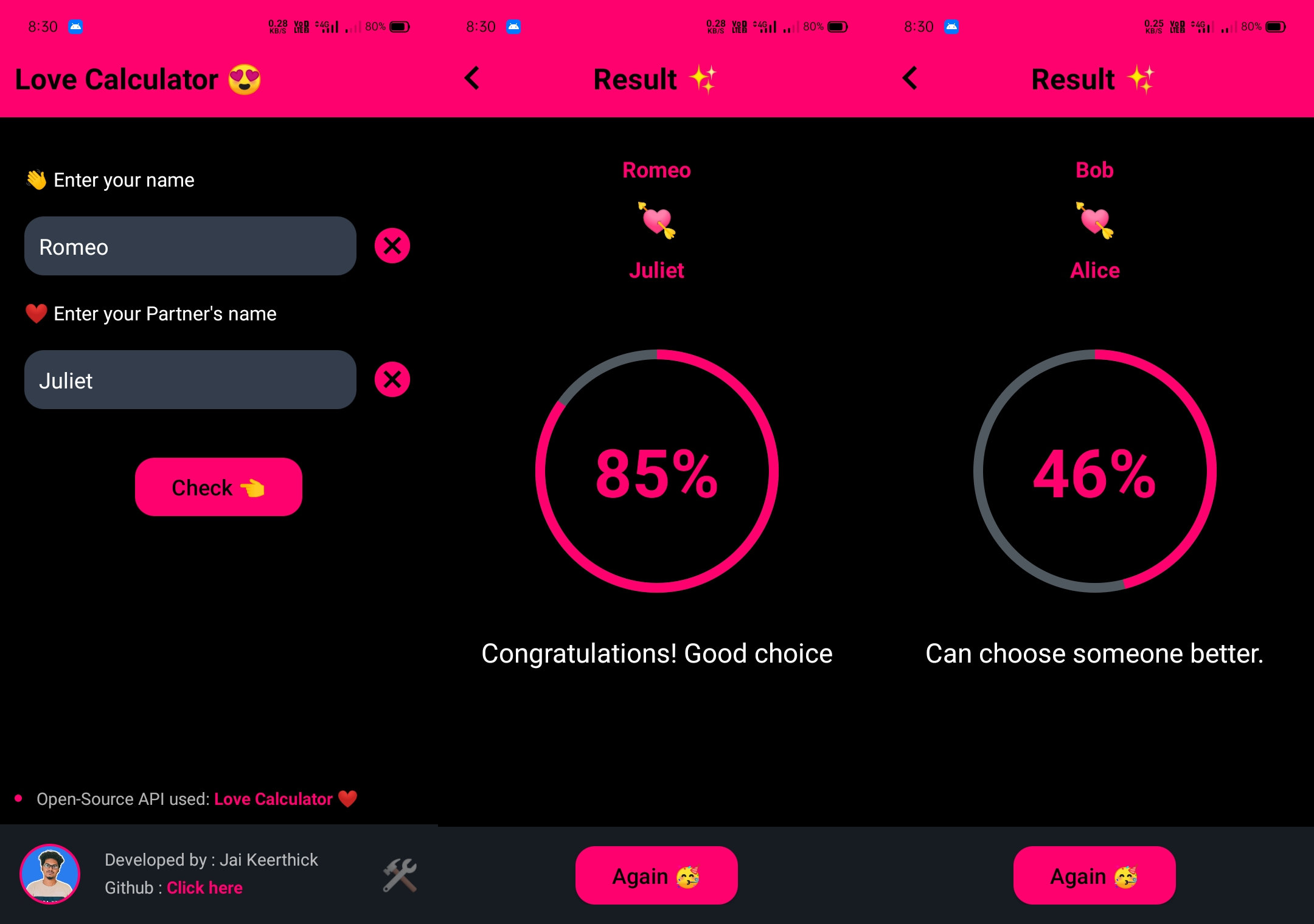 Love Tester - Calculate Love Percentage