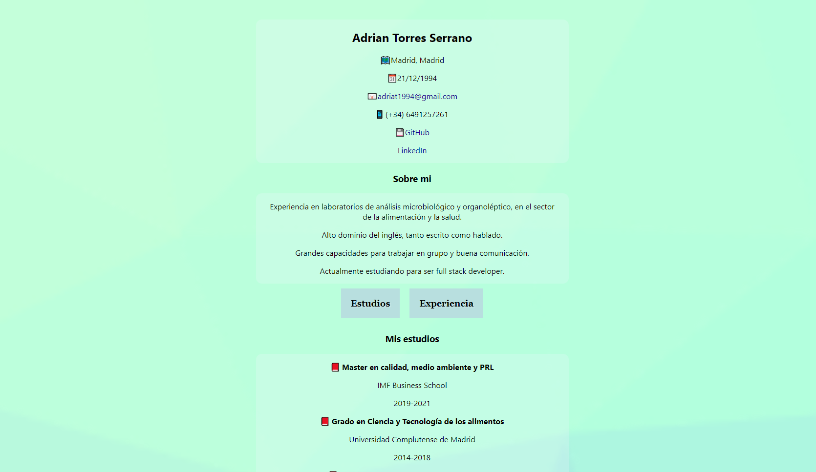 GitHub - Adriat1994/my-cv: Proyecto de react sobre como crear un CV