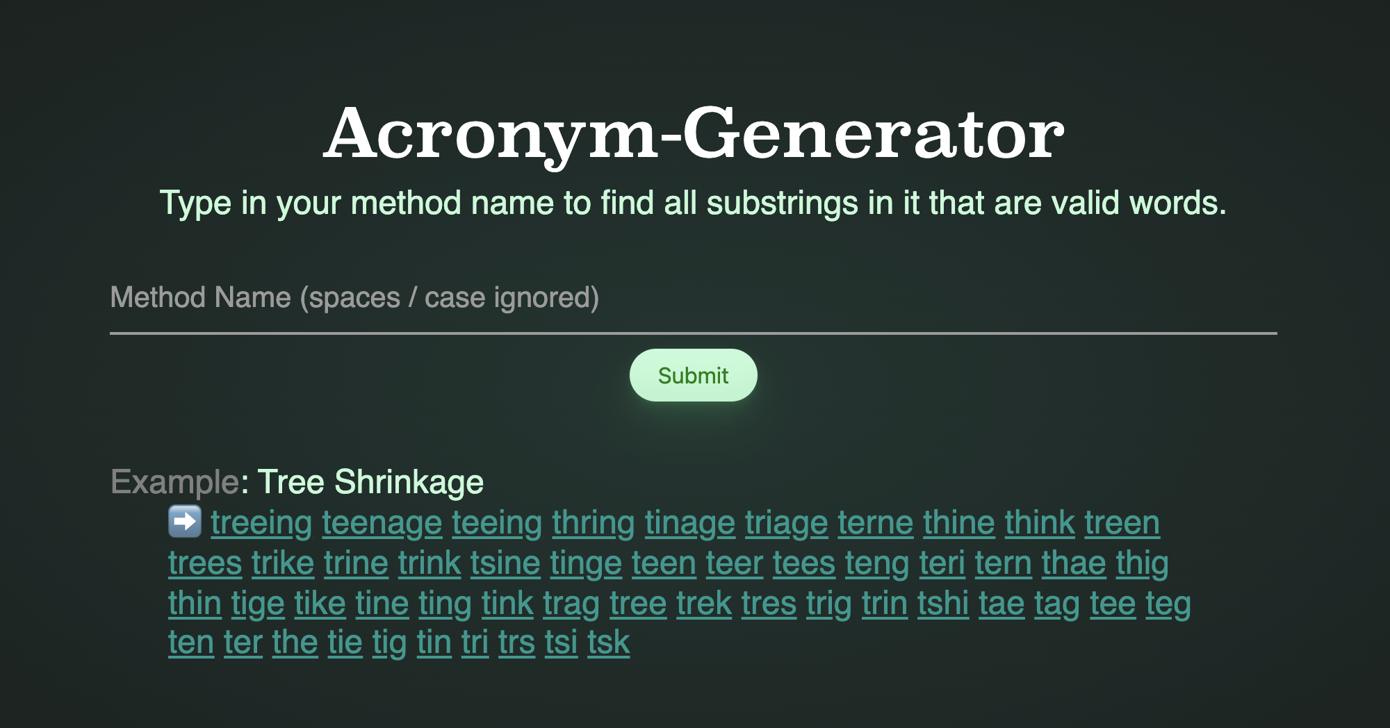 GitHub - csinvaacronym-generator: Generator acronyms given a sequence of  words (useful for making paper titles).