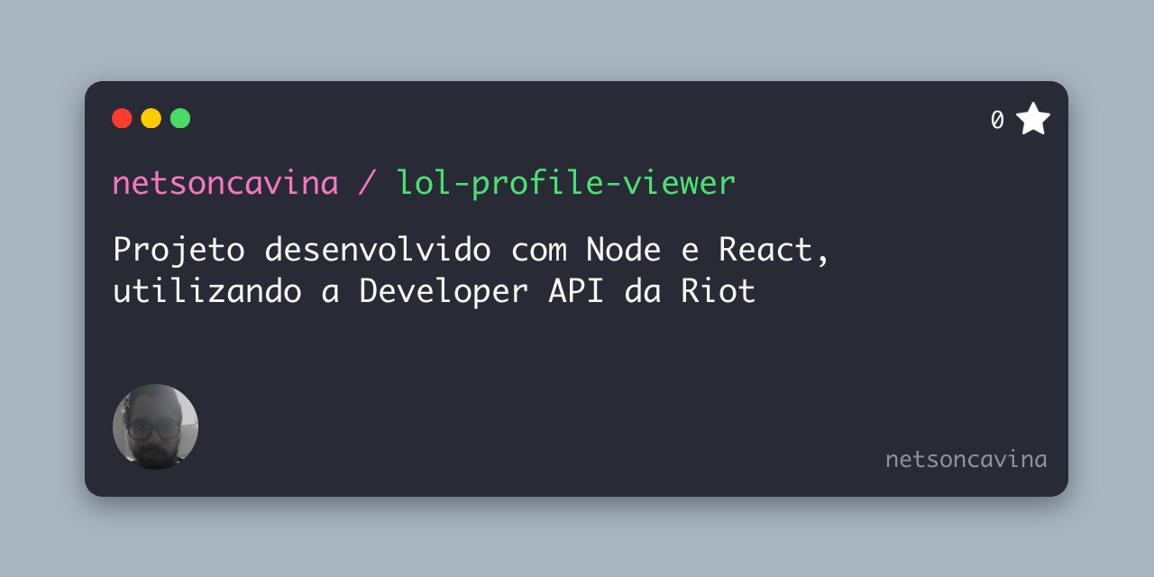 GitHub - netsoncavina/lol-profile-viewer: Projeto desenvolvido com Node ...