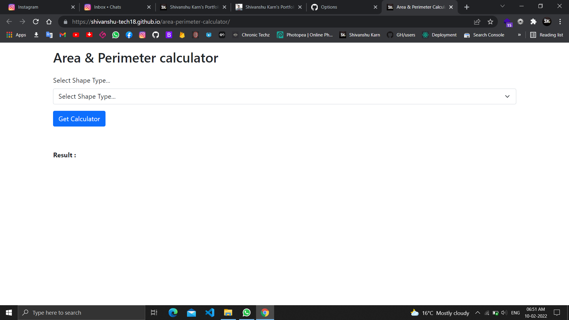 GitHub - shivanshukarn/area-perimeter-calculator: Area and Perimeter ...