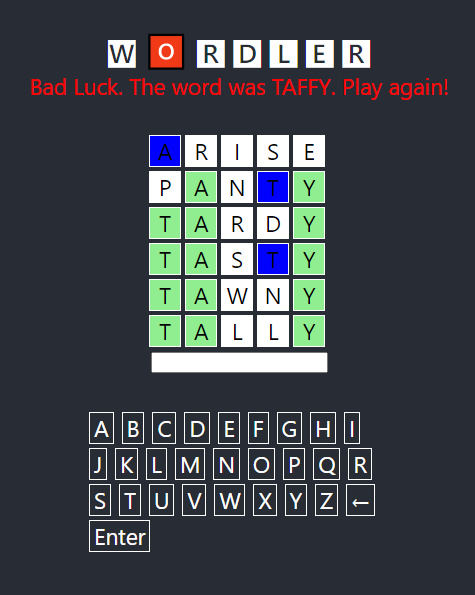 GitHub  crashdaddy/wordlier A clone of the game Wordle