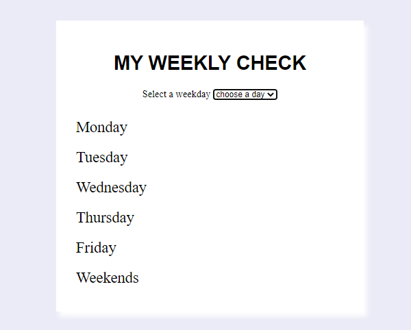 GitHub - Audrey-me/WEEKLYCHECK: A daily Check