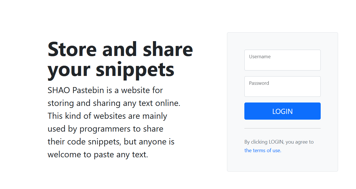 GitHub Futrime/SHAOPastebin A web app for storing and sharing any text online