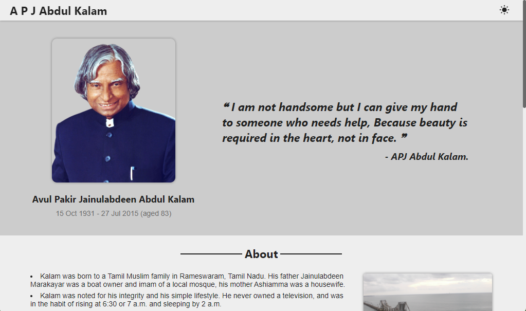 GitHub - GANESANGIDON/Tribute-page: Tribute page for Dr. APJ Abdul ...