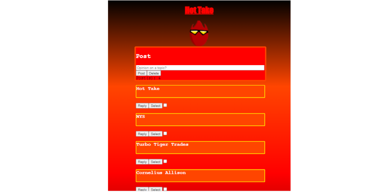 GitHub CorneliusPA/HotTakeReactV2 Hot Take Social Media