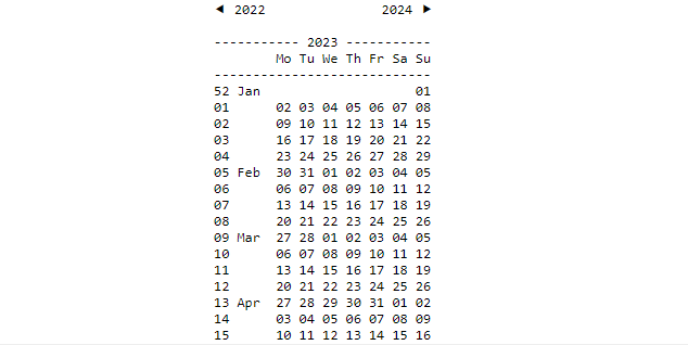 text-calendar