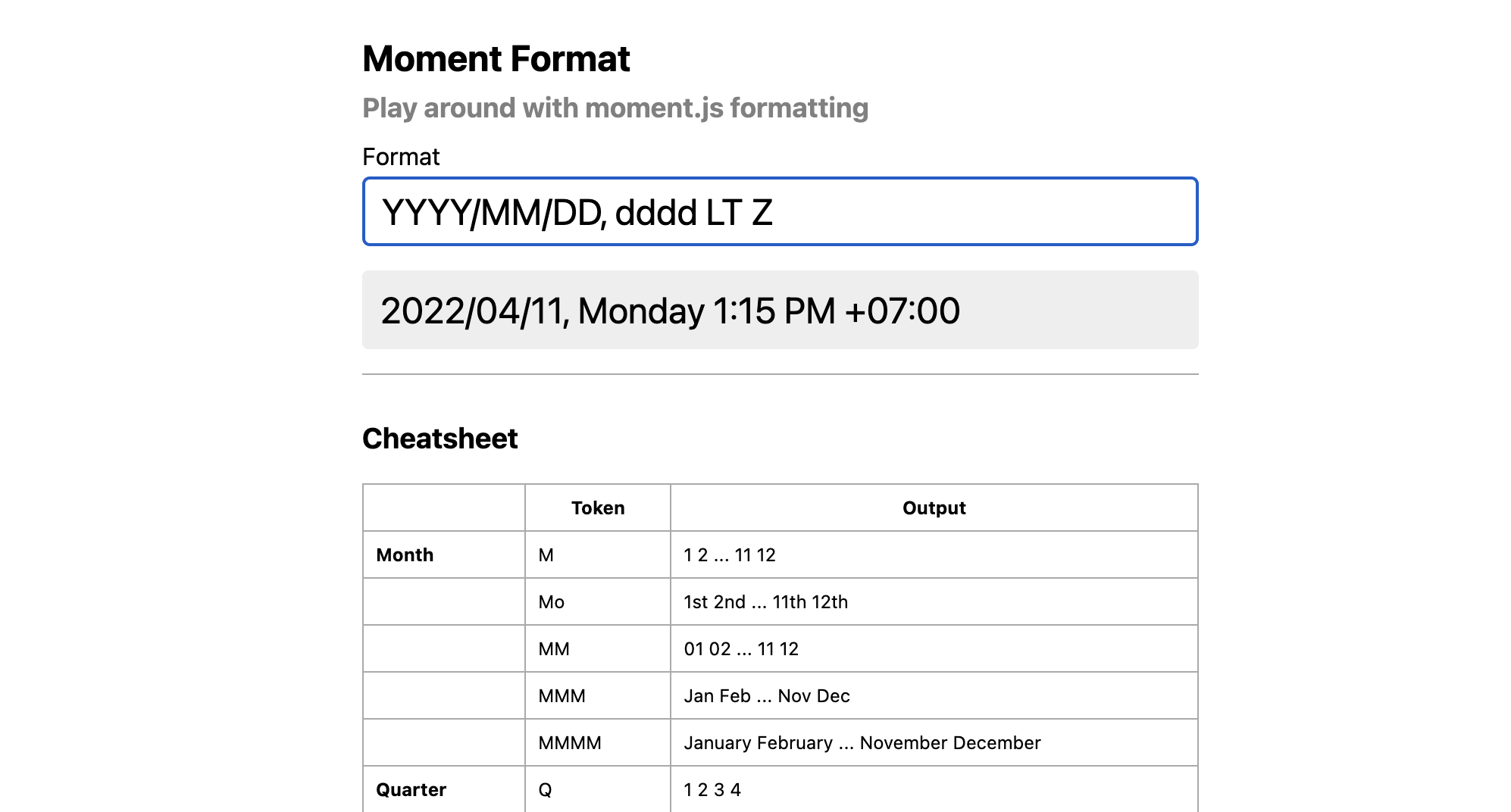 momentformat