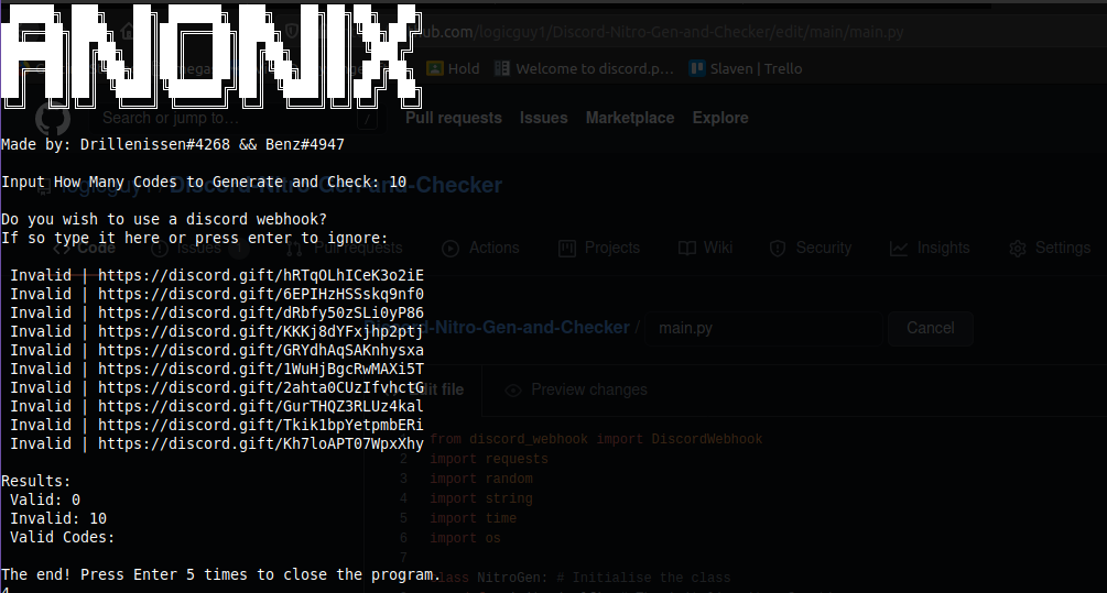 discordnitrogeneratorcheckerpython from loulou867 Coder Social