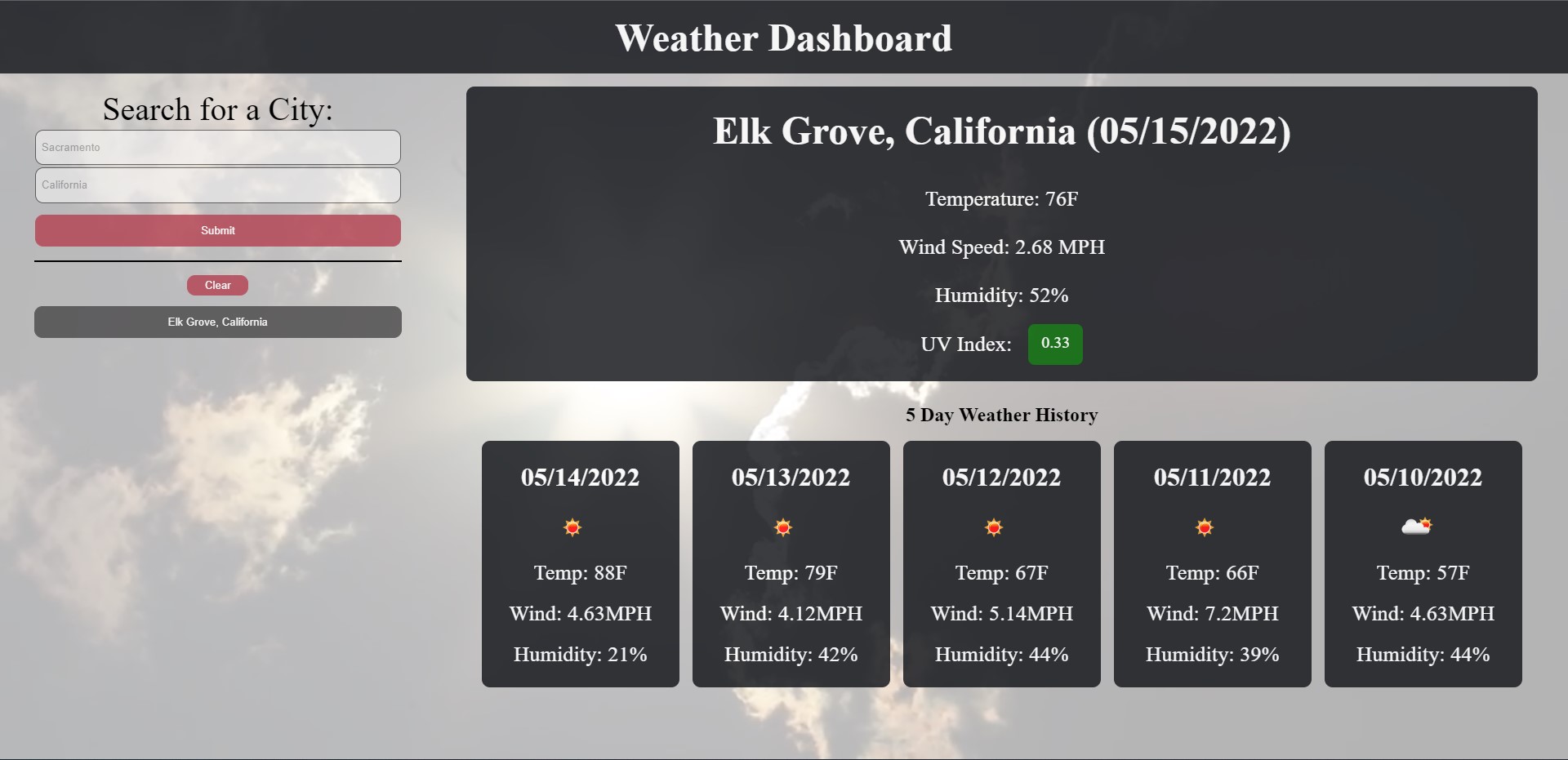 Github Tonyavall 6 Weather Dashboard Weather Dashboard