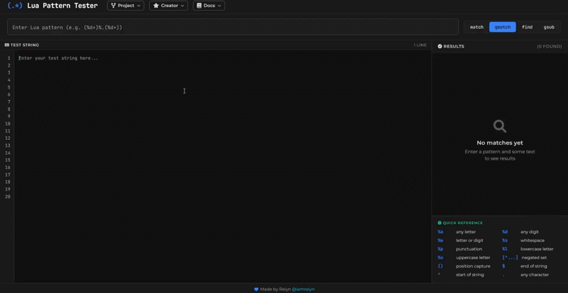 lua-pattern-tester