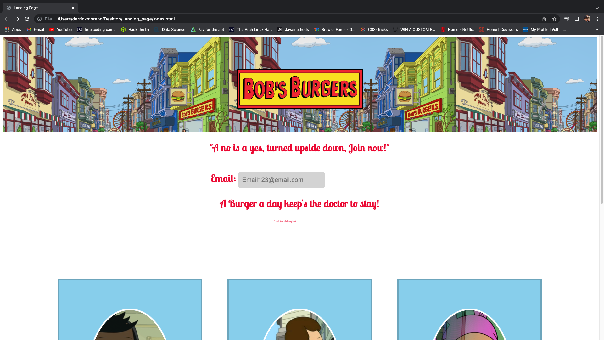GitHub - kalil1nx/Landing-page: Landing page for Bob's burgers
