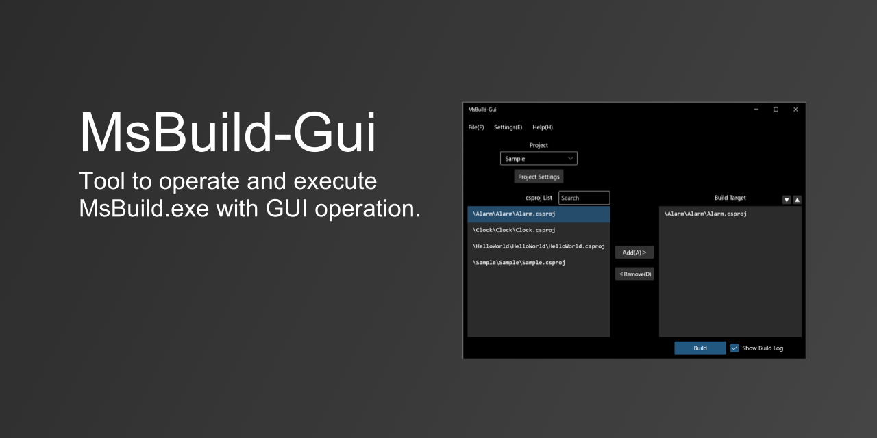 GitHub yt3trees/MsBuildGui Tool to operate and execute MsBuild.exe