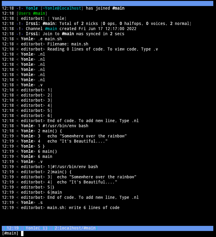GitHub - Yonle/editorbot: A IRC bot that acts like a code editor
