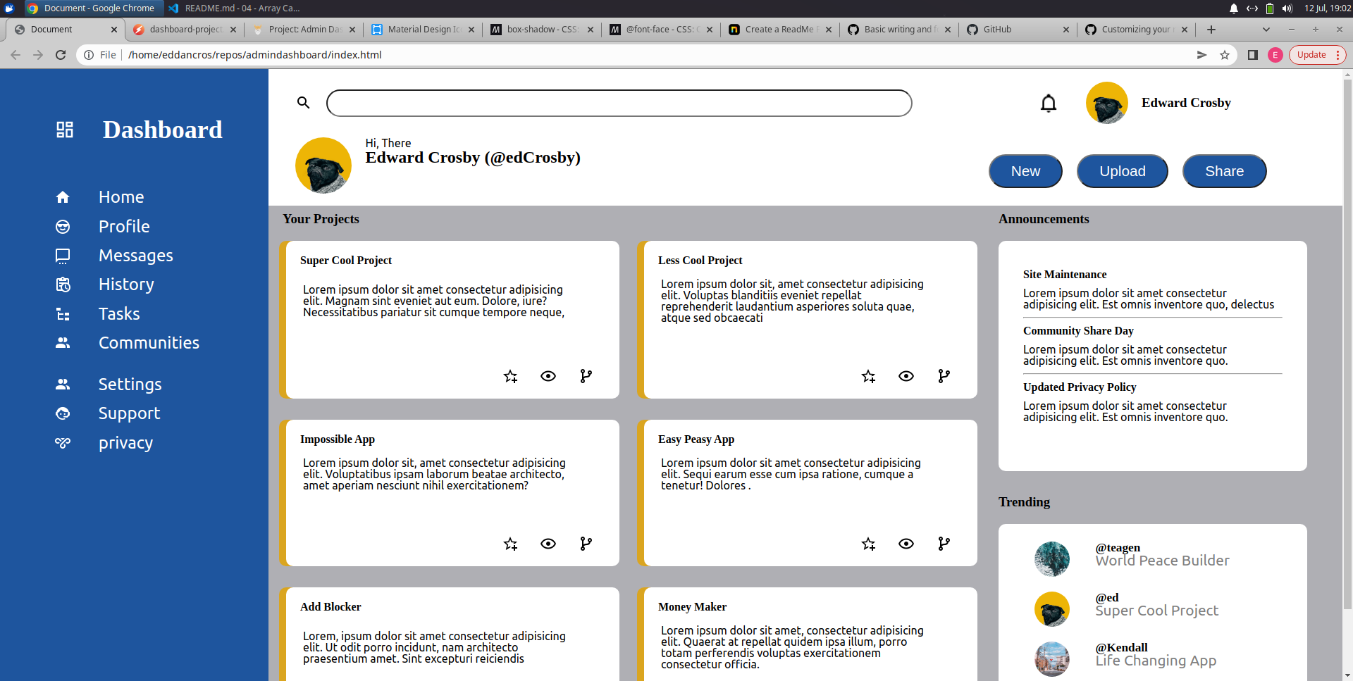GitHub - edWebDev00/admindashboard