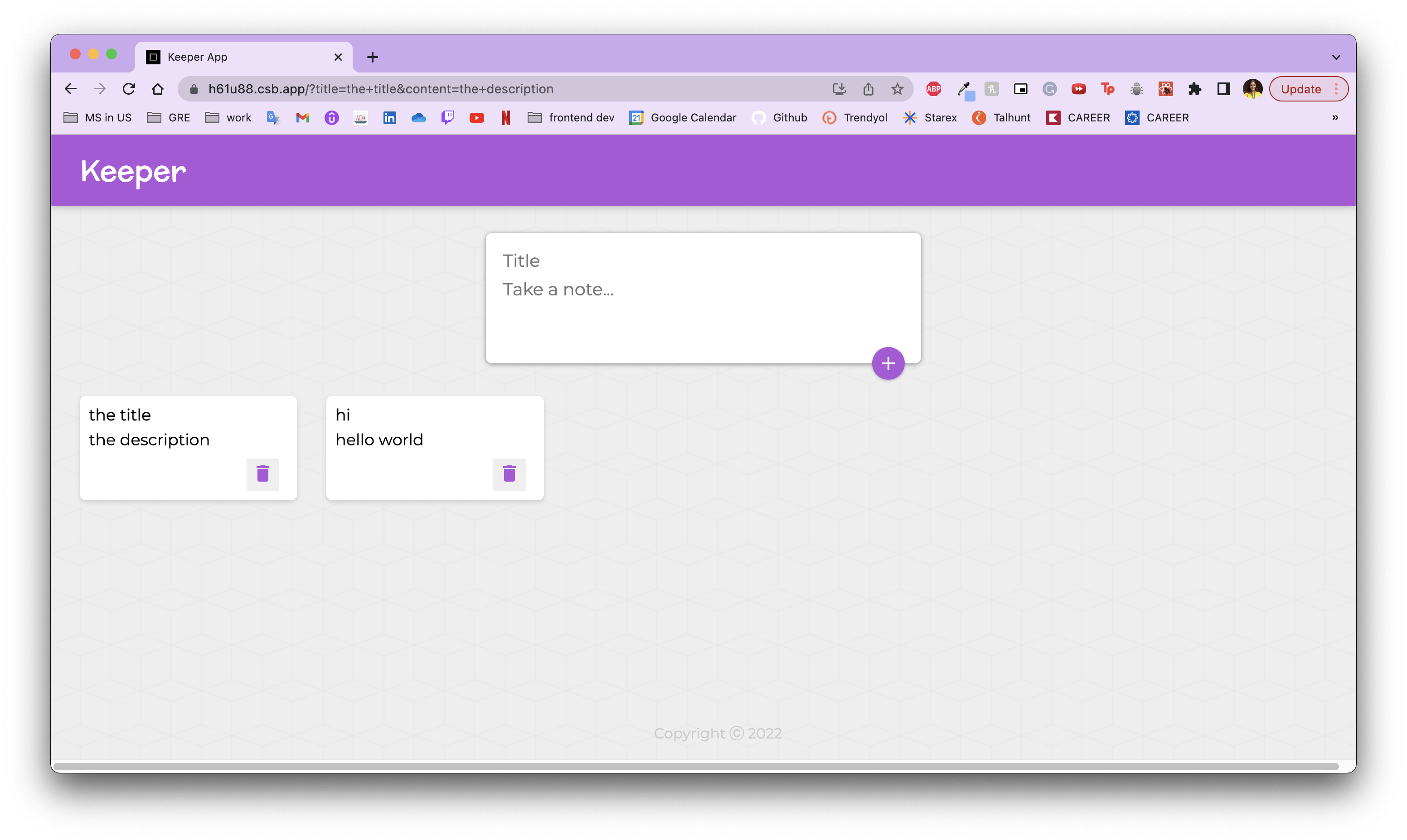 GitHub - nsafarova/keeper-react-app: "Keeper" Note-taking app written ...