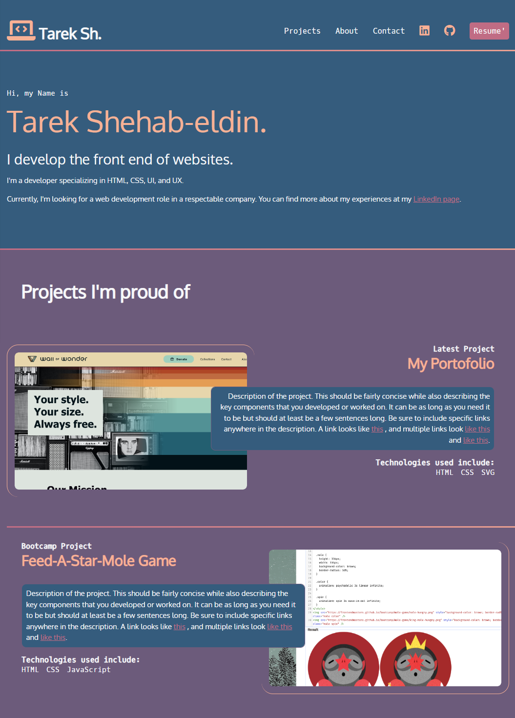 GitHub - TarekShehab/Portofolio: Frontend masters' CSS Course Project ...