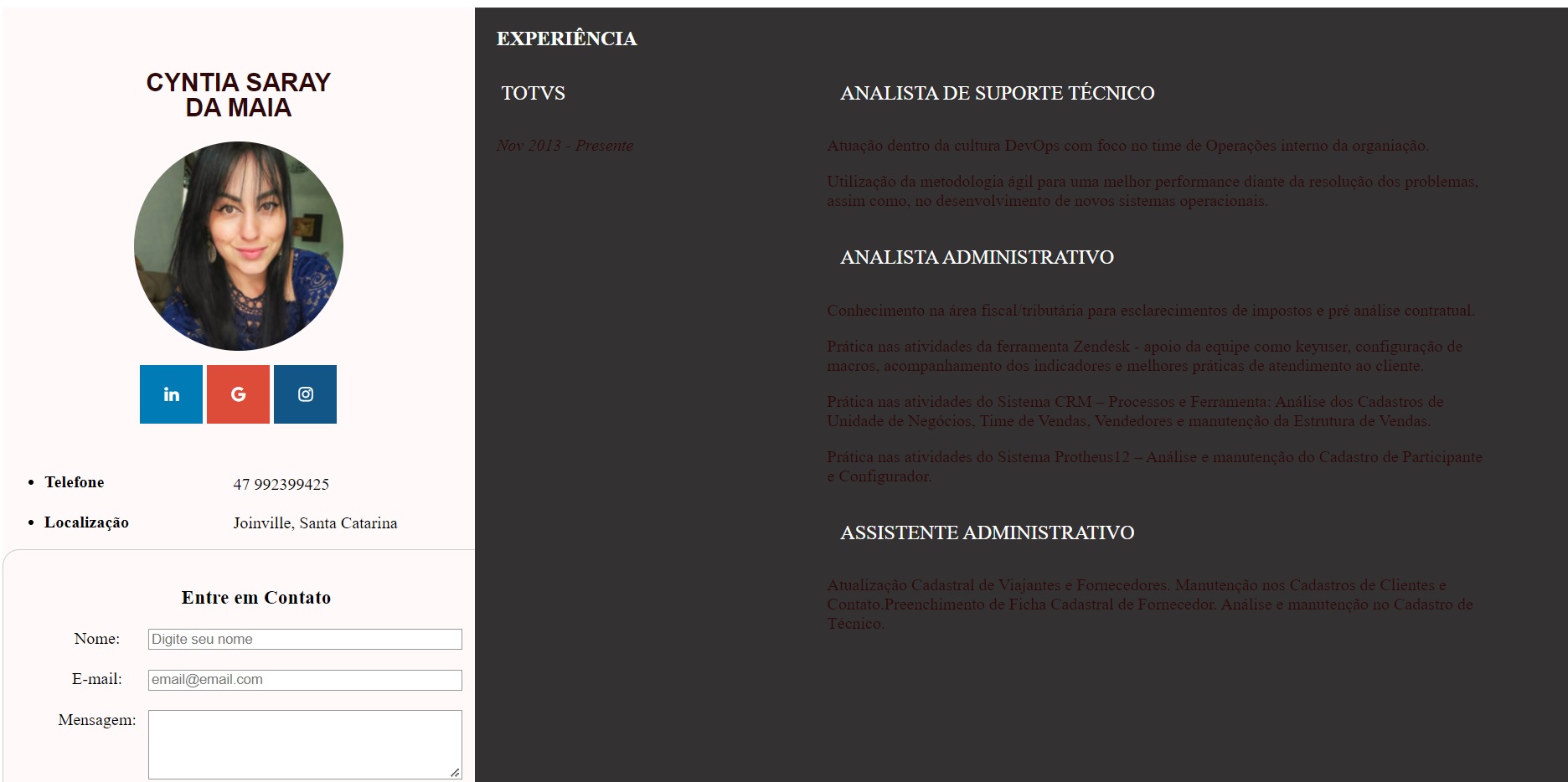 GitHub - cyntiasarayengineer/projeto-cv: Web Curriculum Vitae · GitHub
