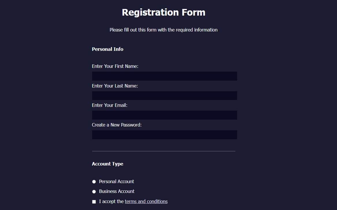 GitHub - miltonHenschel/Registration-Form: Building a registration form