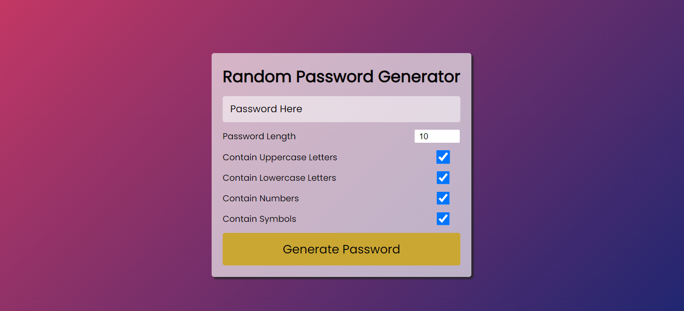 Github Ritwick096 Random Password Generator Create Random Strong Passwords By Selecting A