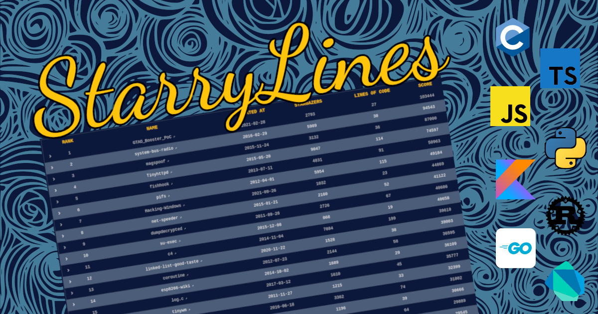 GitHub - PabloLec/StarryLines: :star2: Find the most starred ...