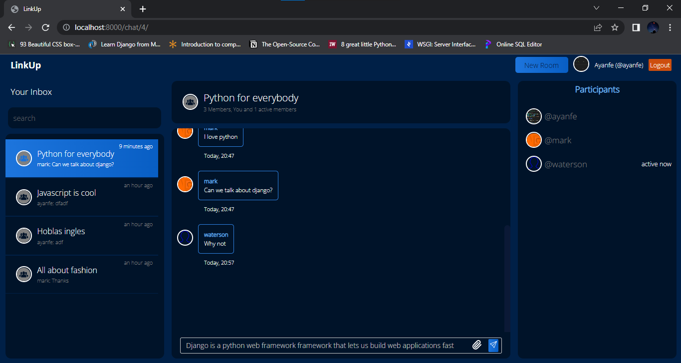 chat application in python django