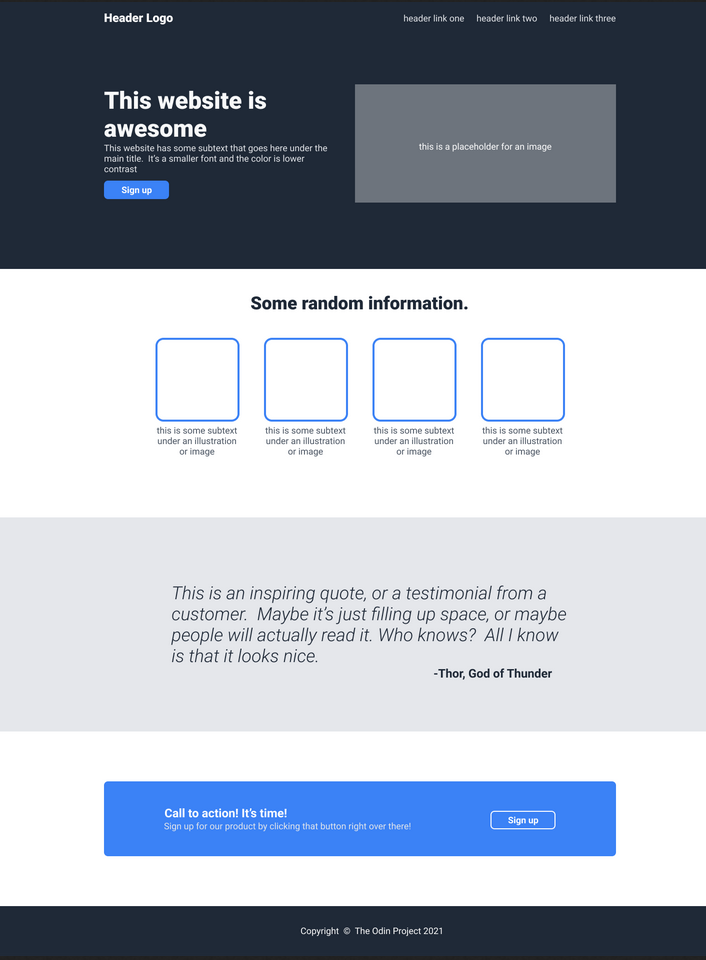 GitHub - S0nskein/Odin-LandingPage: For this project you’ll be creating ...
