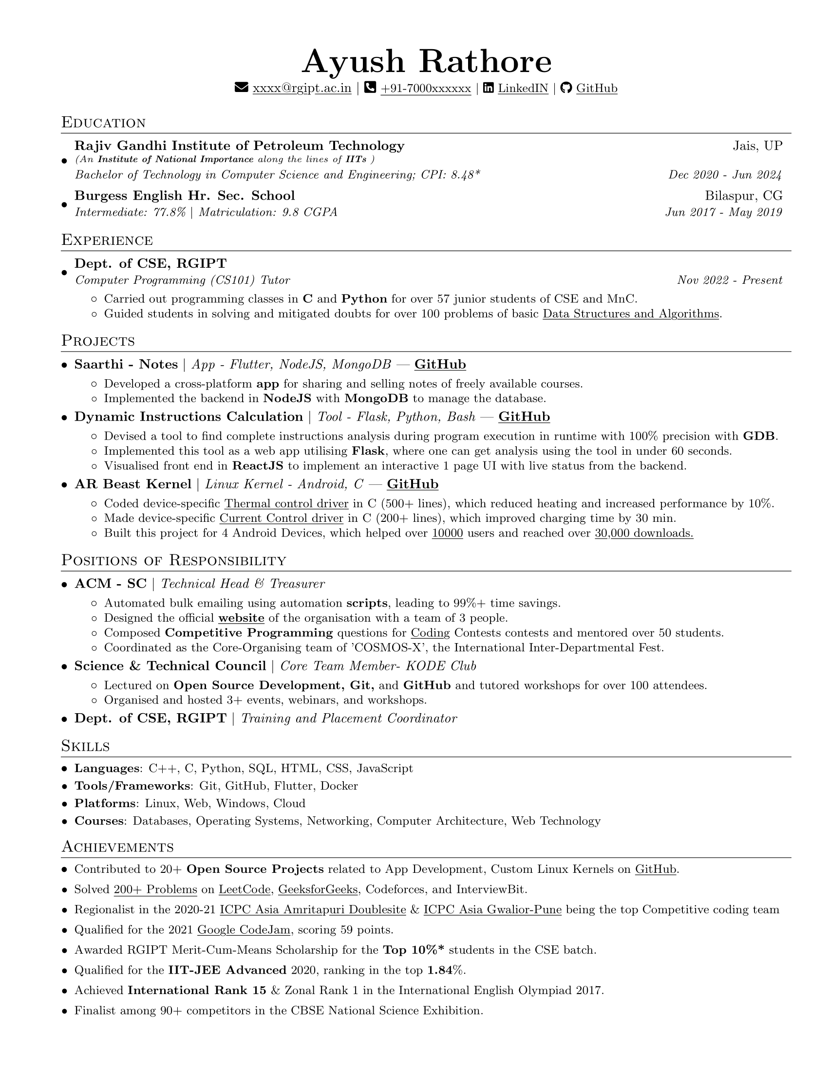 GitHub AyushR1 Resume Template Latex Resume Template 