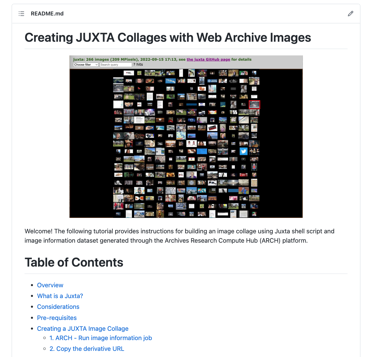 GitHub archivesunleashed/JuxtaCollage Instructions for building an image collage using Juxta