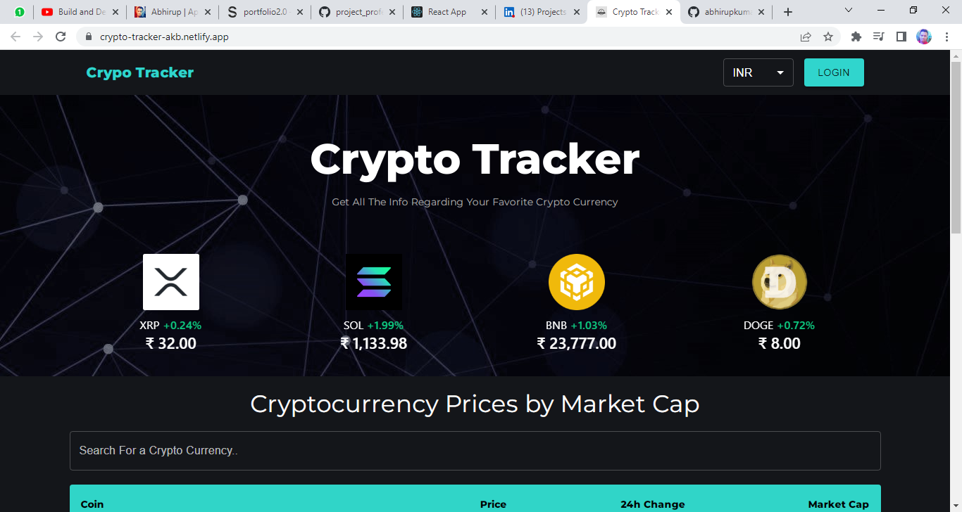 GitHub - abhirupkumar/Crypto-Tracker: Get All The Info Regarding Your ...