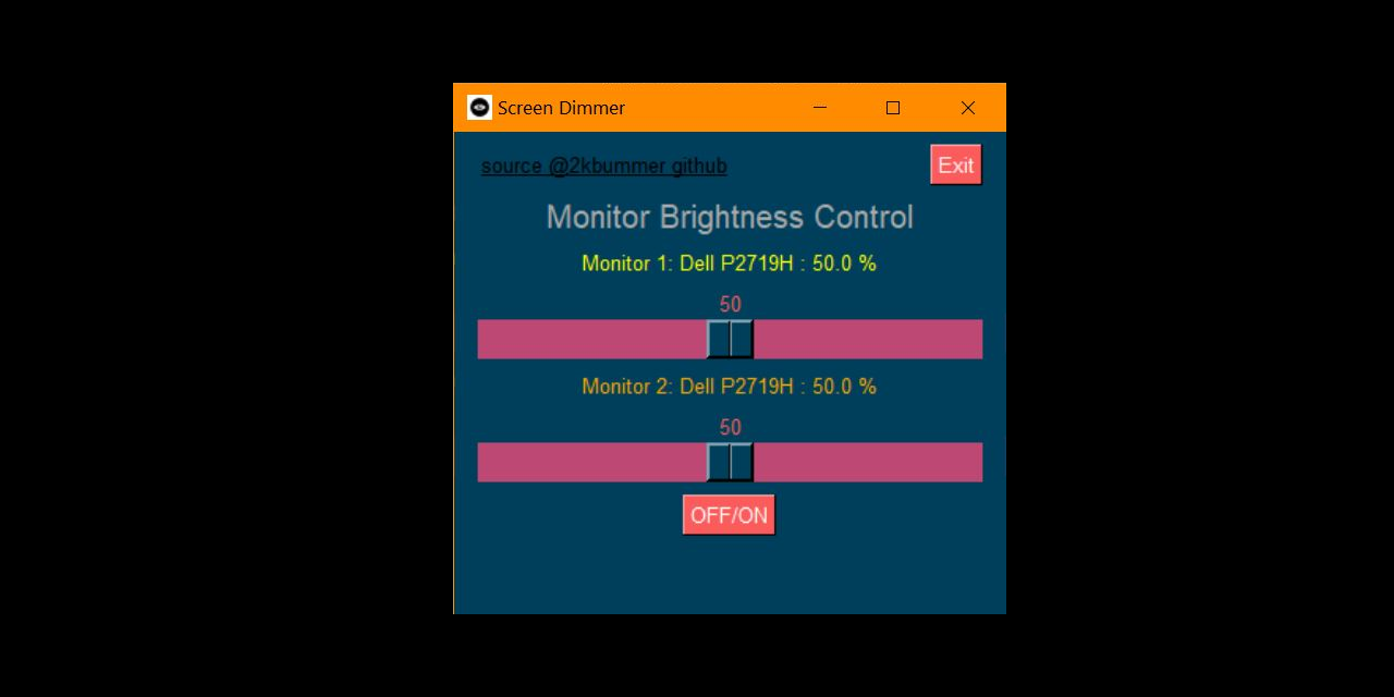 GitHub 2Kbummer/ScreenDimmer Change your monitor brightness for each individual monitor