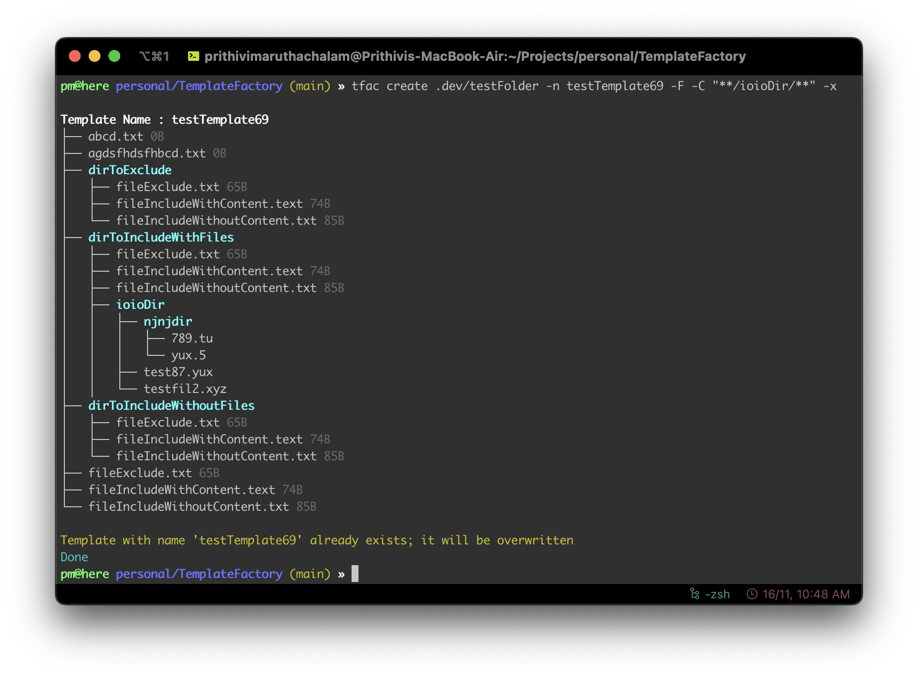 GitHub - prithivi-maruthachalam/TemplateFactory: A cli tool for ...