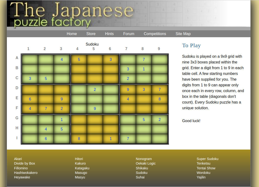 The Japanese Puzzle Factoryjpfsudokuhtml At Main · Hesbon Osorothe Japanese Puzzle Factory