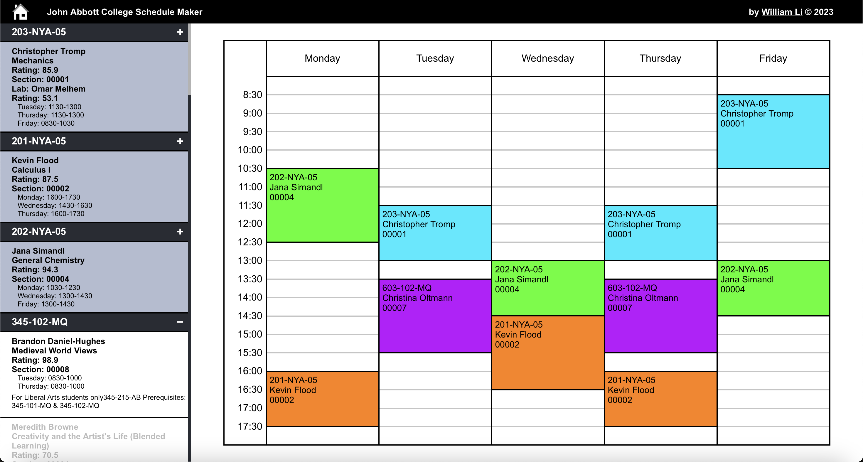 GitHub - willi-li-am/schedule-maker: Schedule maker for John Abbott College