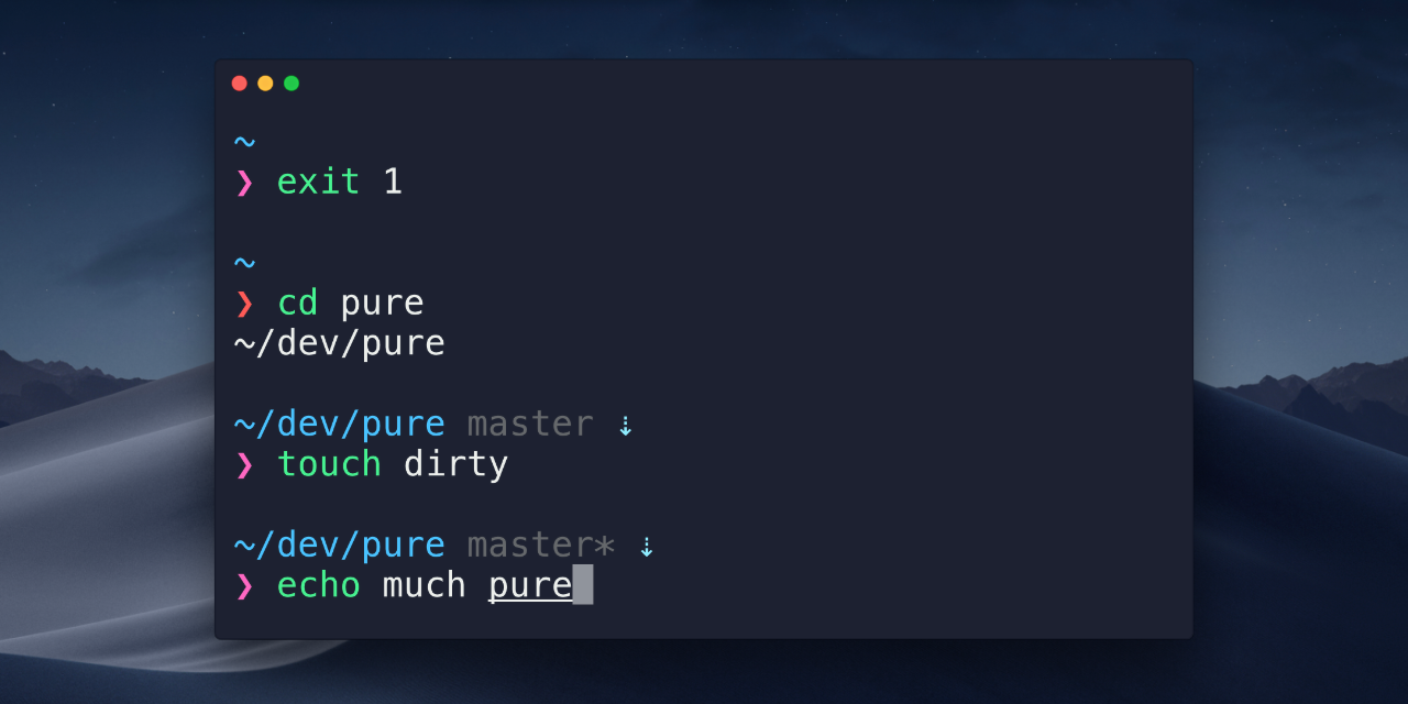 GitHub - sindresorhus/pure: Pretty, minimal and fast ZSH prompt