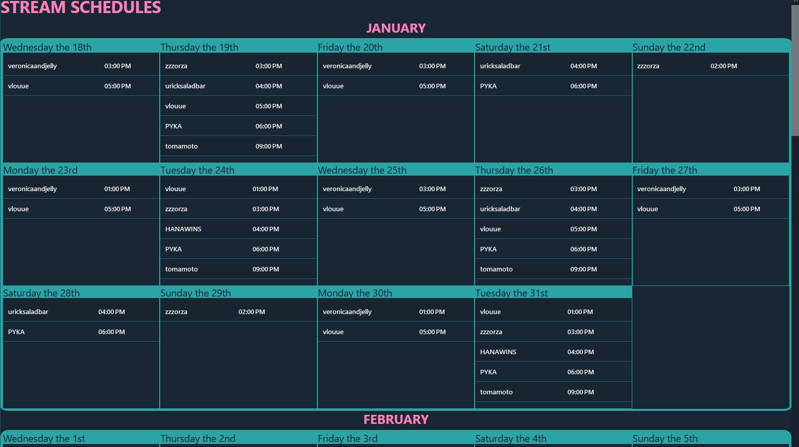 Twitch-Stream-Schedule